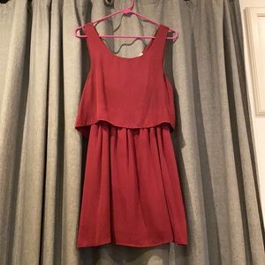 Plum trapeze dress, open back